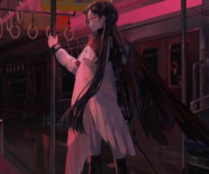 Anime girl on the subway live wallpaper