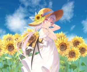 Anime Girl with Sunflowers live wallpaper