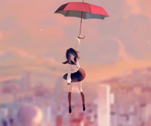 Anime PARA-SOL Character Illustration, Anime, black Hair, umbrella png |  PNGEgg