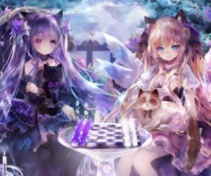 chess game with catgirls live wallpaper