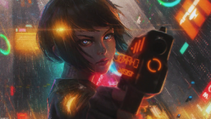 Cyberpunk Anime Girl Animated Wallpaper - MyLiveWallpapers.com
