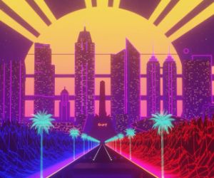 neon city sunrise live wallpaper
