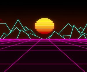 Retro Sunset Grid Live Wallpaper 