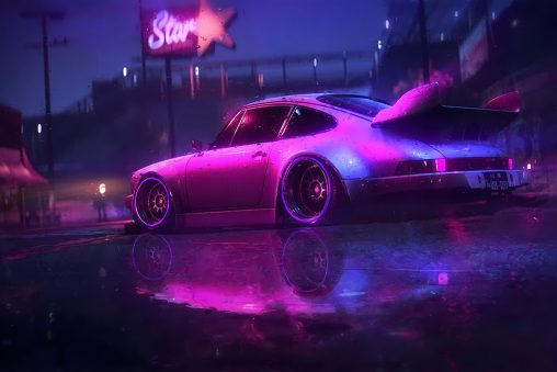 Porsche 911 Night Rain Depth Parallax Wallpaper - MyLiveWallpapers.com