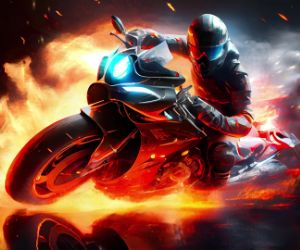 Motorcycle in Flames Live Wallpaper
