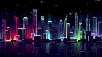 Neon Skyline Animated Wallpaper – MyLiveWallpapers.com