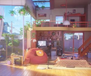 Living room background | Club design, Cartoon background, Anime background