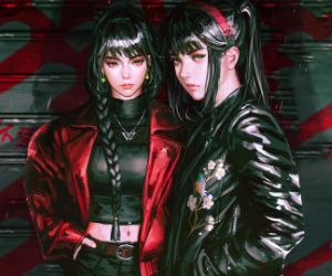 2 girls wearing leather jackets live wallpaper
