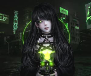 Goth Girl with Skull live wallpaper