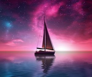 Sail boat pink starry night live wallpaper