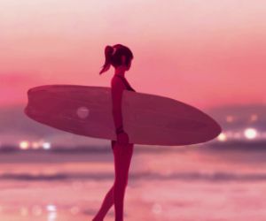 Sunset Surfer girl live wallpaper