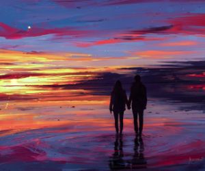Couple Watching the Sunset live wallpaper