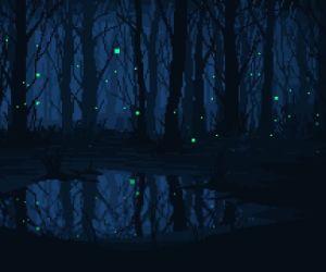 Pixel forest fireflies live wallpaper