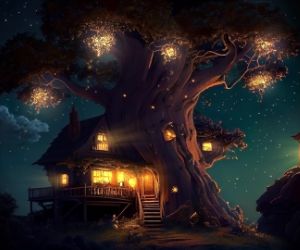 treehouse at night live wallpaper