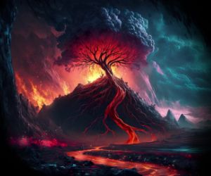 volcano tree live wallpaper