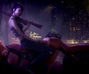 Cyberpunk biker girl live wallpaper