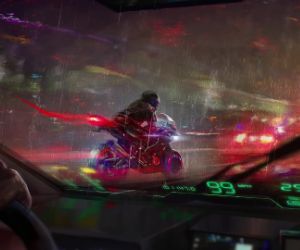cyberpunk motorcycle chase live wallpaper